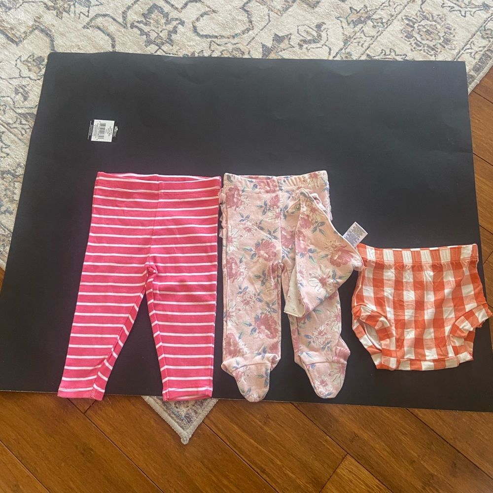 Baby Girl Striped and Floral Leggings by Nicole Miller, Baby Love. 0-3 months